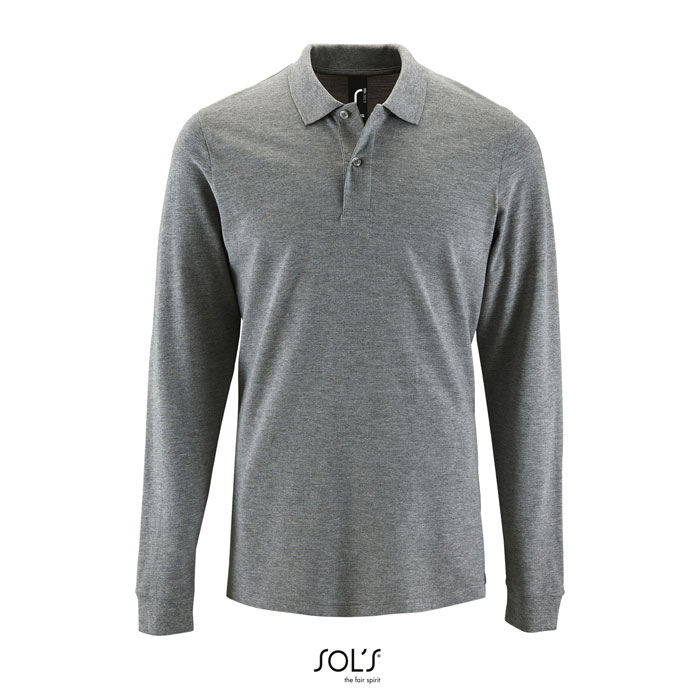 Polo publicitaire homme 180gr PERFECT MEN LSL Gris Chiné Ii